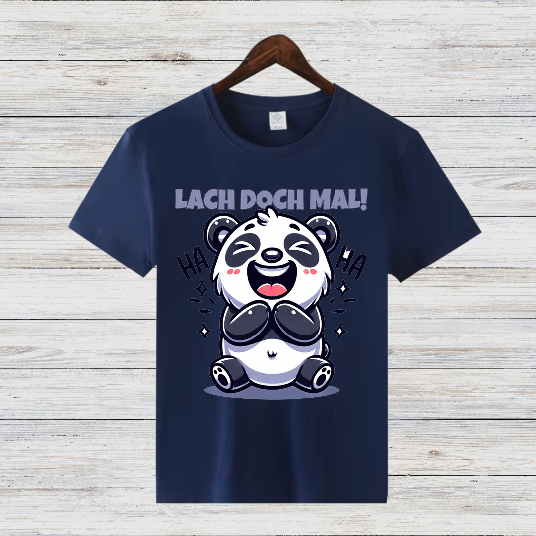 Lach doch mal! | Lustiges Panda T-Shirt | Humorvolles Wintershirt | Statement Shirt für gute Laune