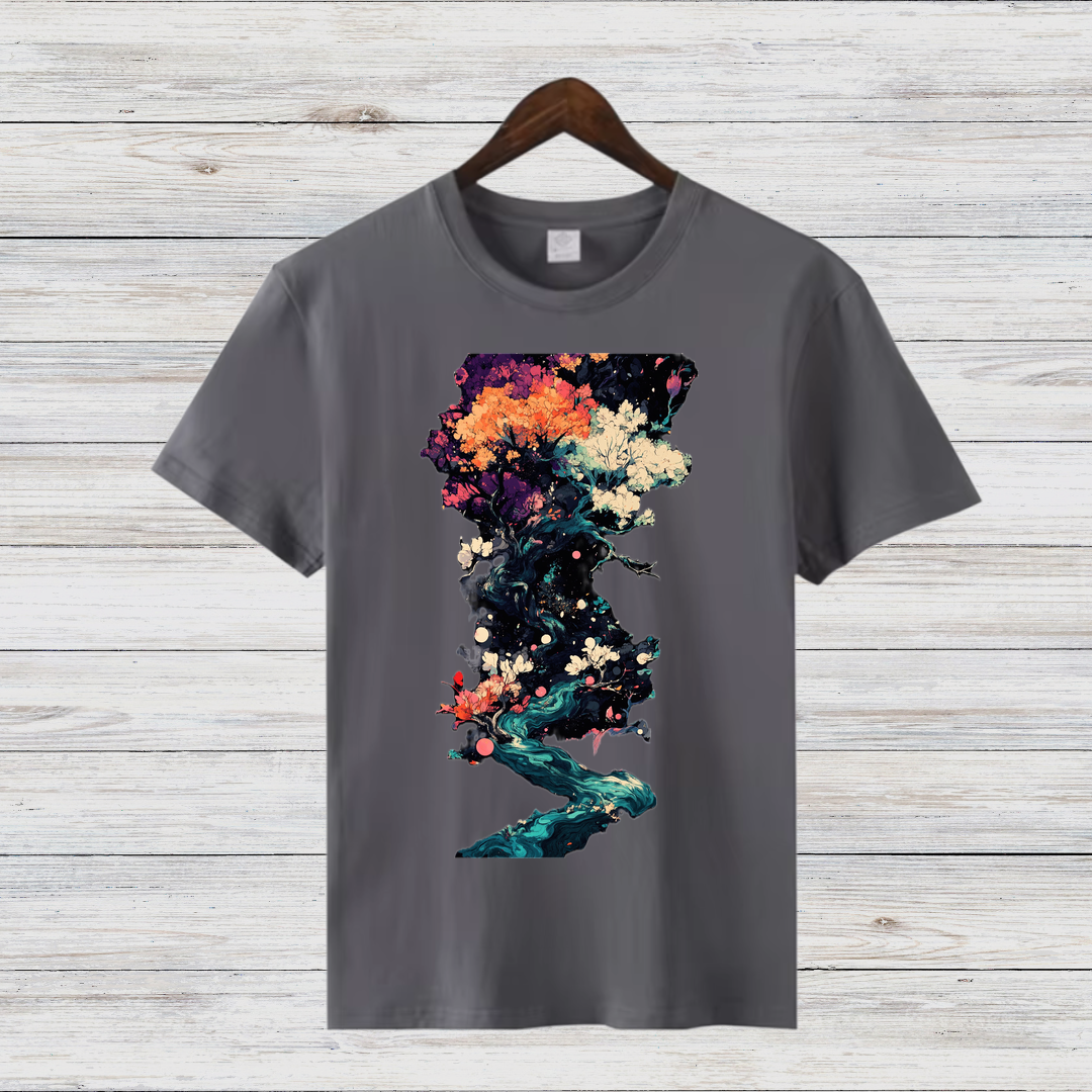 Magischer Winterbaum | Künstlerisches T-Shirt | Natur trifft Fantasie | Stilvolles Baumwollshirt für die kalte Jahreszeit