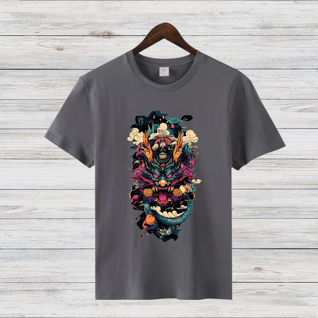 Mystischer Drachengeist | Asiatisches Kunst T-Shirt | Fantasievolles Drachen-Design | Stilvolles Statement Shirt für Wintertage
