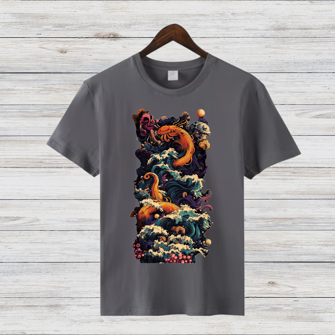 Mystische Meeresflut | Künstlerisches Fantasy-Shirt | Ozean-Design für Abenteurer | Stilvolles Statement-Shirt für den Winter