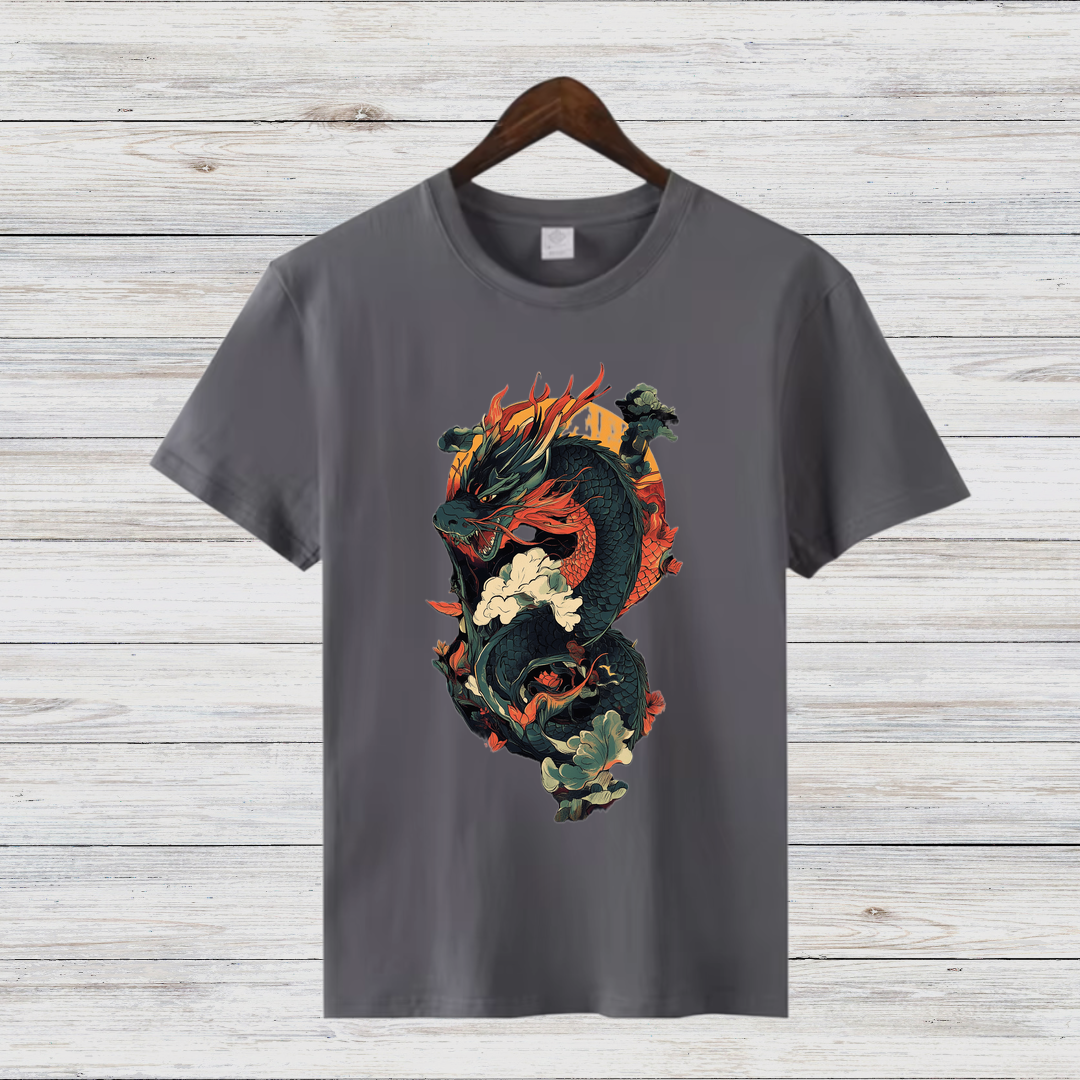Mystischer Drache | Asiatisches Drachenmotiv | Stilvolles Wintershirt | Fantasy T-Shirt für Fans | Herren Shirt mit Drachen-Design