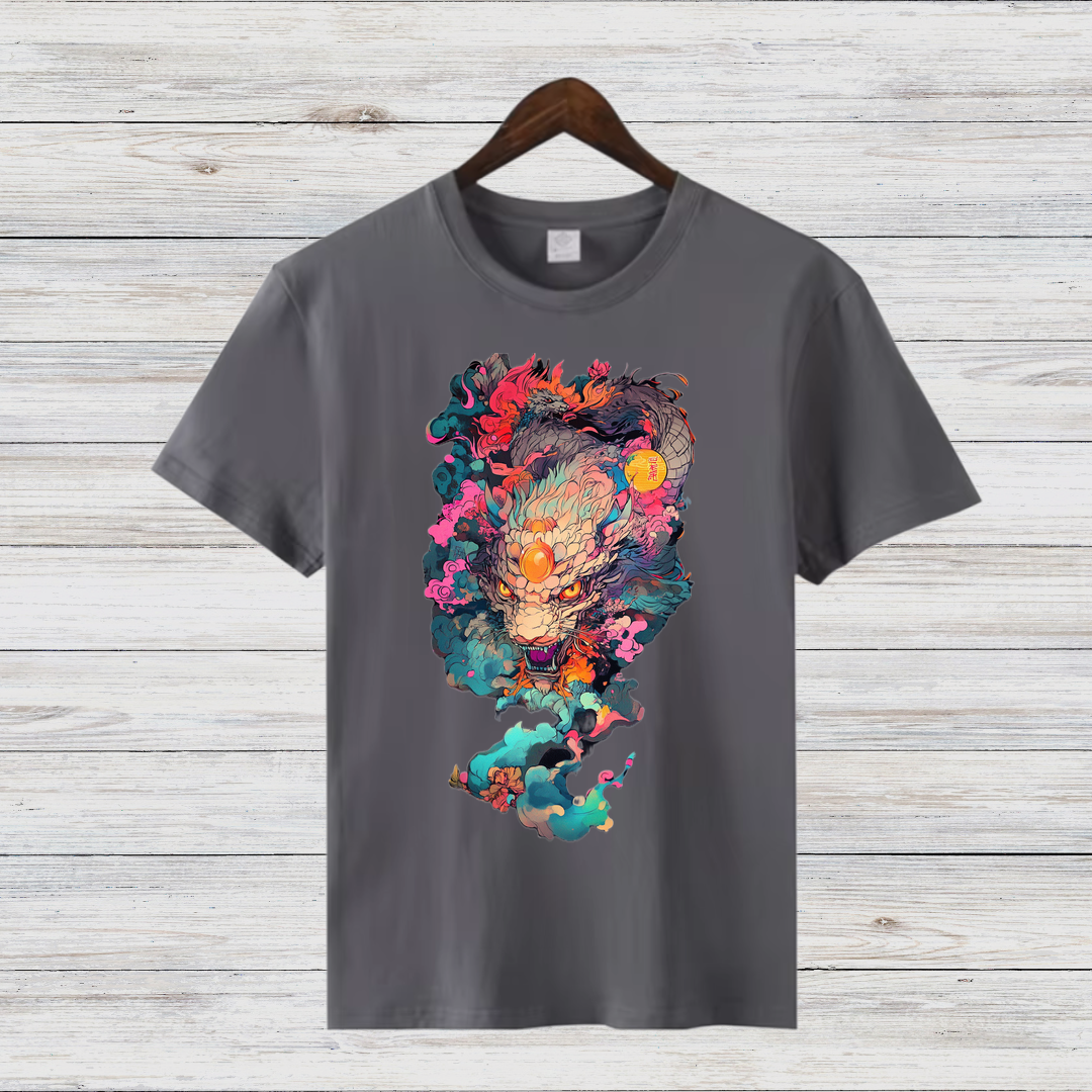 Mystischer Drachengeist | Asiatisches Kunst T-Shirt | Fantasievolles Drachenmotiv | Stilvolles Statement Shirt für den Winter