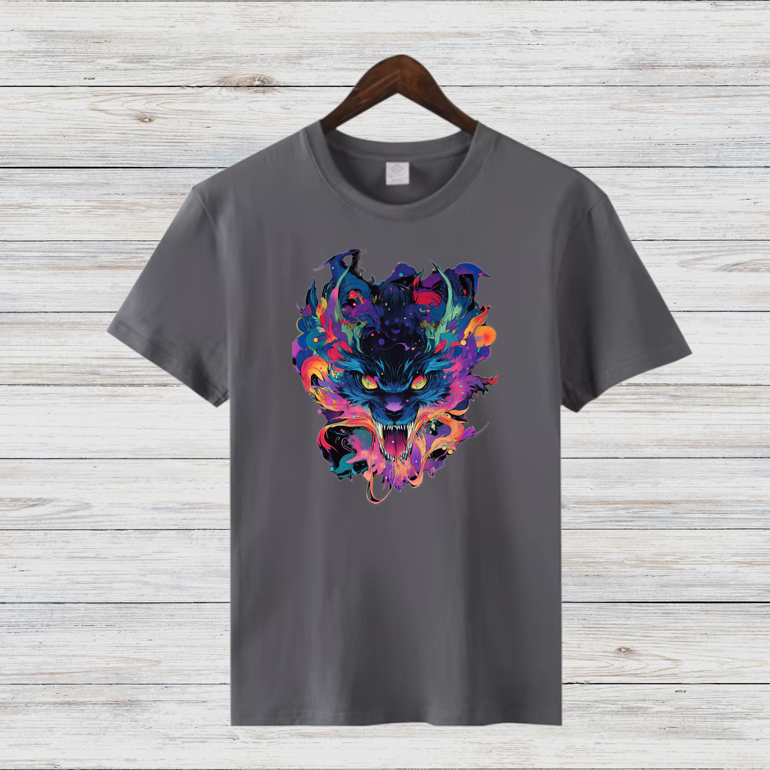 Mystischer Wolf | Künstlerisches T-Shirt | Wildes Design für Tierliebhaber | Cooles Statement Shirt für Männer