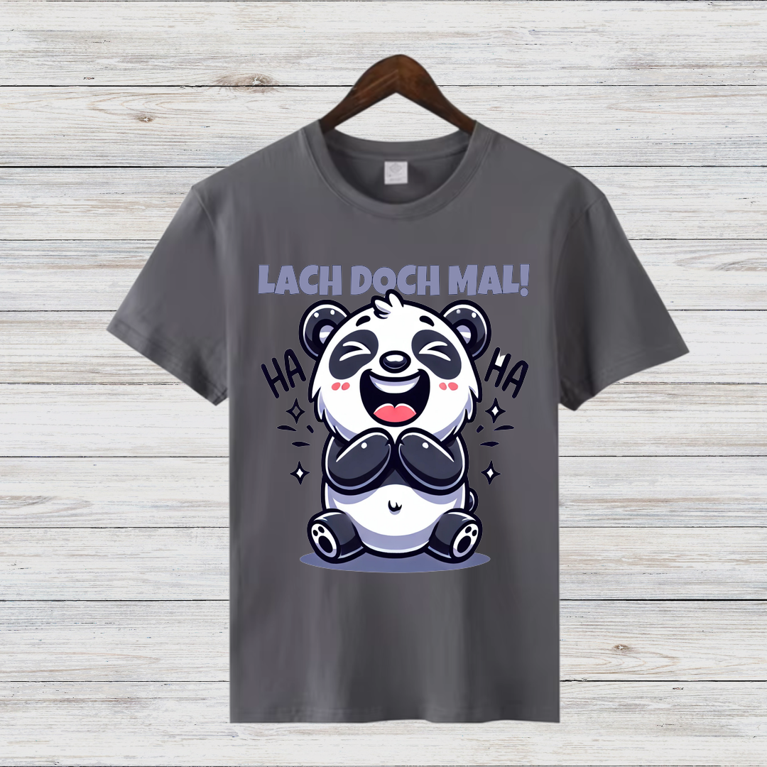 Lach doch mal! | Lustiges Panda T-Shirt | Humorvolles Wintershirt | Statement Shirt für gute Laune