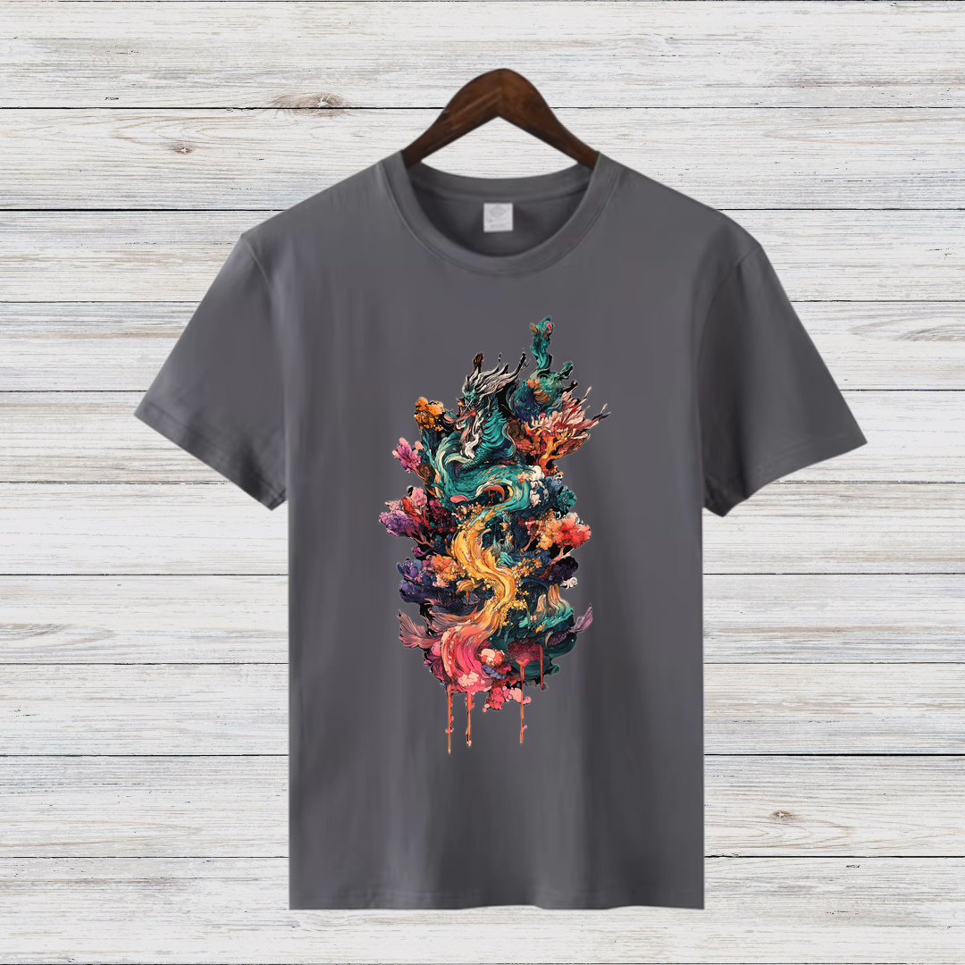 Magisches Drachen-Shirt | Künstlerisches Fantasy T-Shirt | Mystisches Design | Stilvolles Baumwollshirt für Fantasy-Fans
