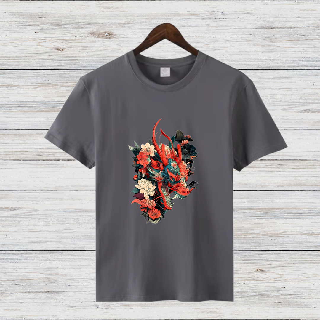 Drachenblüte | Mystisches Drachen T-Shirt | Asiatisches Kunstdesign | Stylisches Shirt für Fantasy-Fans