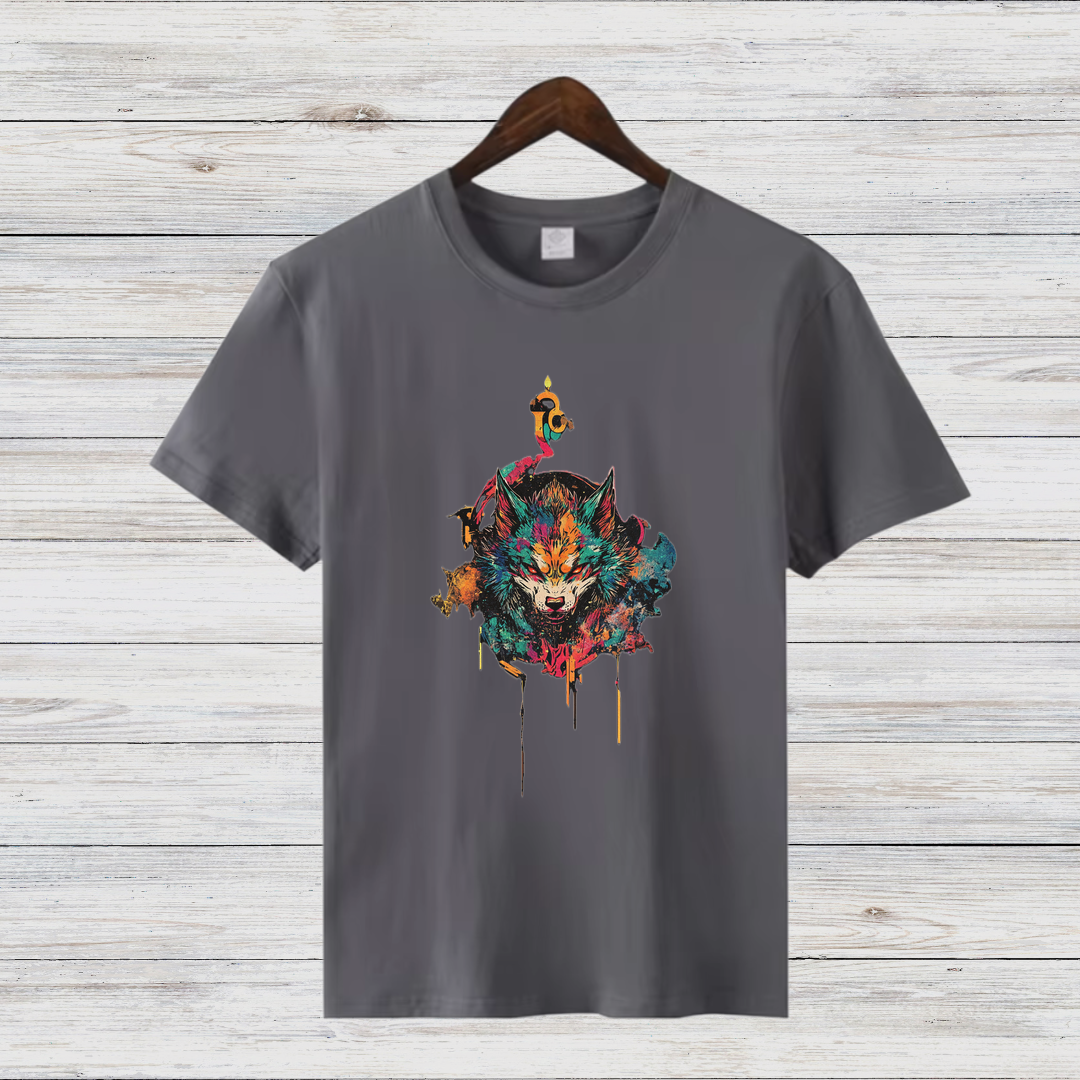 Mystischer Wolf | Künstlerisches T-Shirt | Wildes Design für Tierliebhaber | Cooles Statement Shirt für Männer