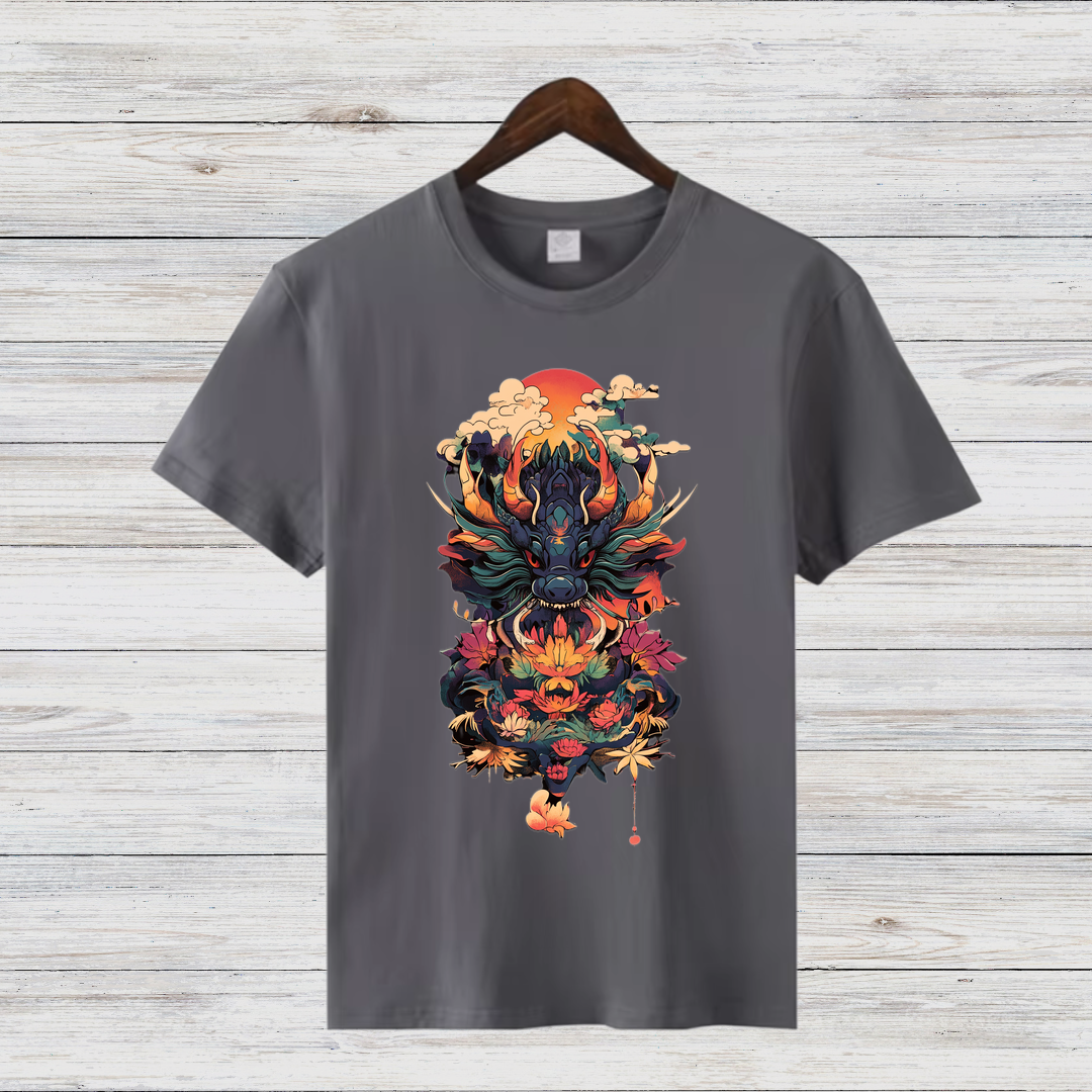 Mystischer Drachengeist | Asiatisches Kunst T-Shirt | Fantasievolles Design | Stilvolles Baumwollshirt für Wintertage