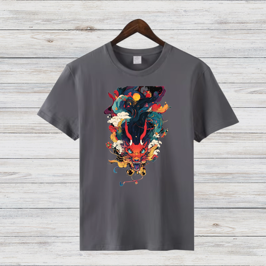 Mystischer Drachengeist | Asiatisches Kunst T-Shirt | Fantasievolles Design | Streetwear Shirt für Wintertage