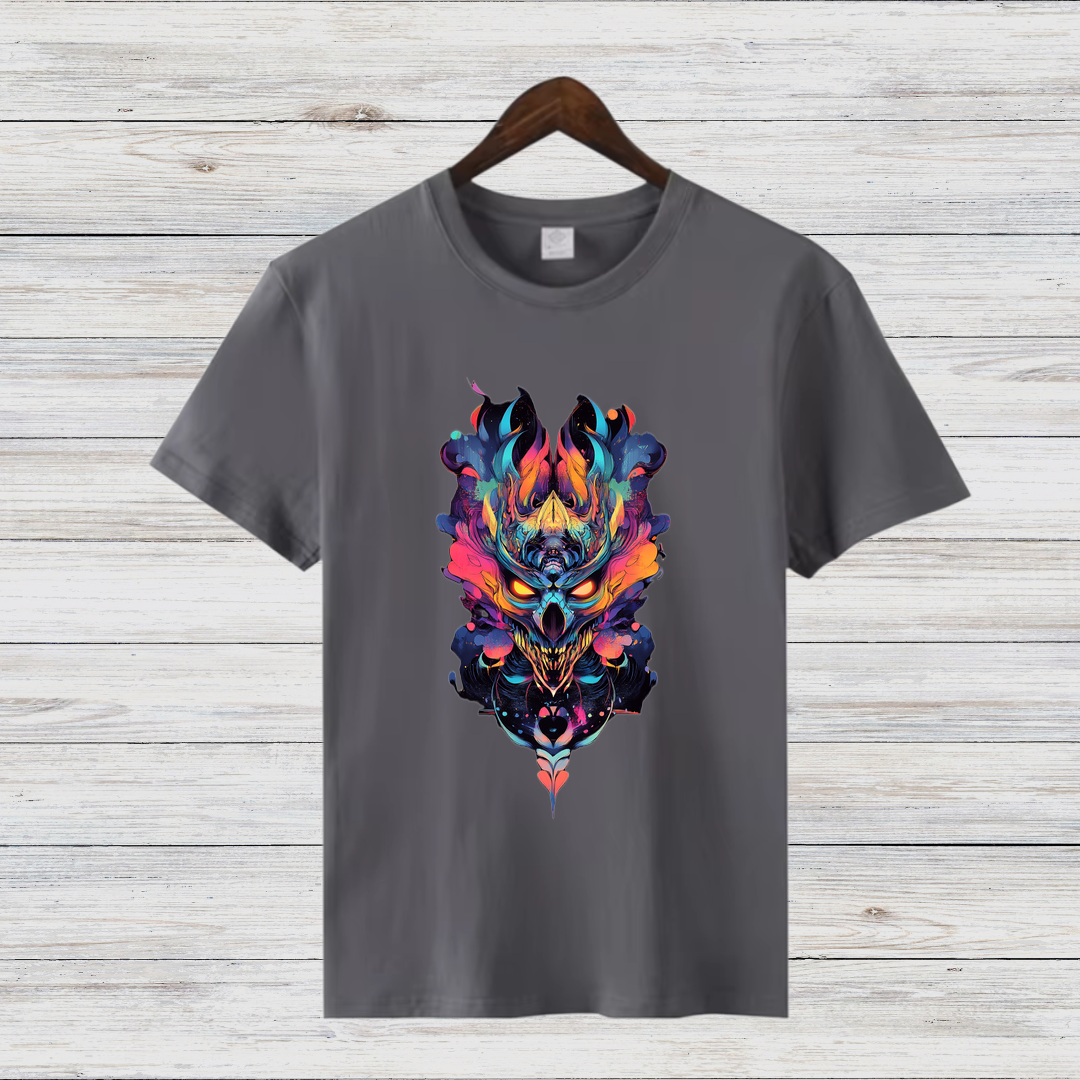 Feuerdämon Shirt | Mystisches Totenkopf Design | Stylisches Fantasy T-Shirt | Streetwear für Rebellen