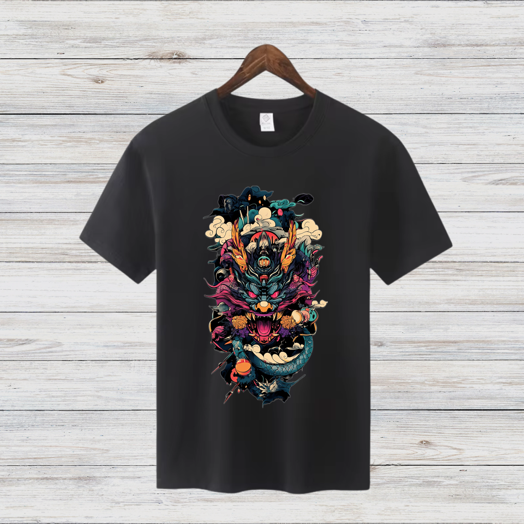 Mystischer Drachengeist | Asiatisches Kunst T-Shirt | Fantasievolles Drachen-Design | Stilvolles Statement Shirt für Wintertage