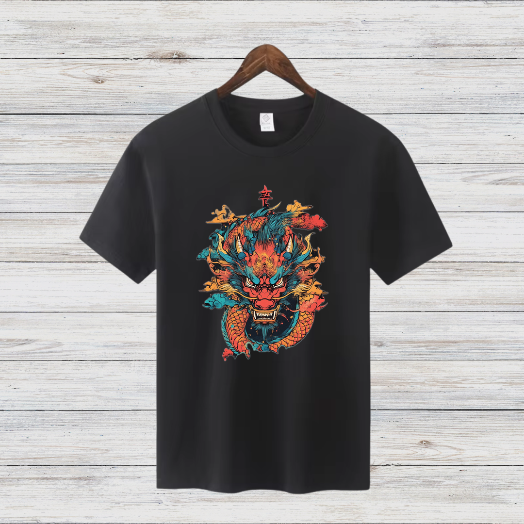 Mystischer Drachengeist | Asiatisches Drachen T-Shirt | Kunstvolles Fantasy Shirt | Statement Shirt für Drachenfans