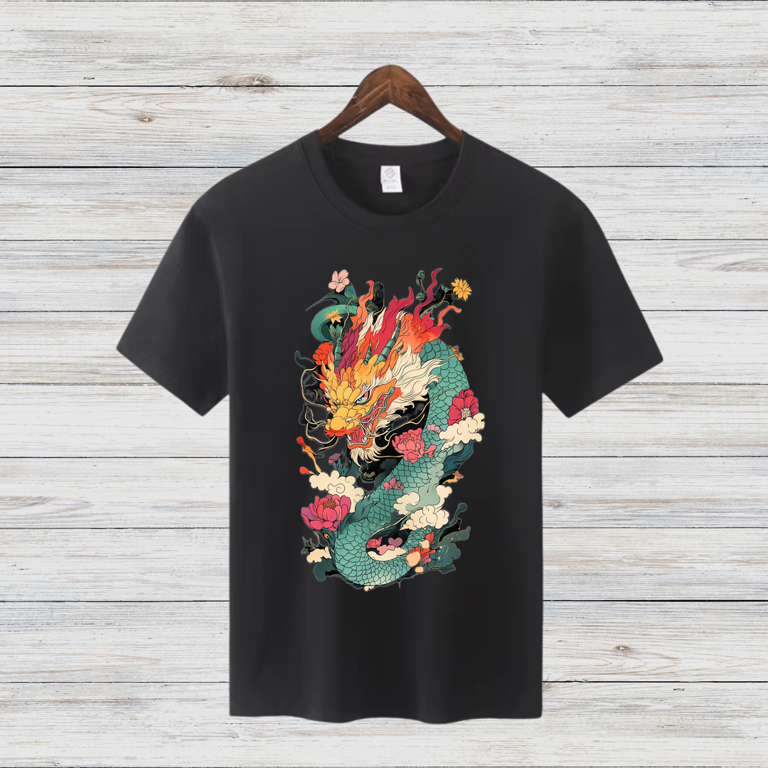Mystischer Drachengeist | Asiatisches Drachen T-Shirt | Kunstvolles Fantasy Design | Stylisches Shirt für Drachenfans