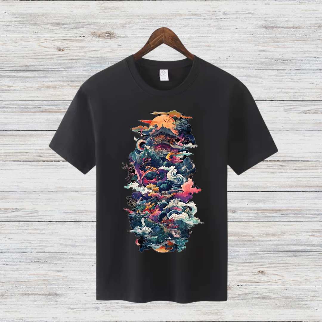 Mystisches Japan Shirt | Fantasievolles Kunst-Design | Asiatische Ästhetik | Stilvolles Baumwollshirt für den Winter