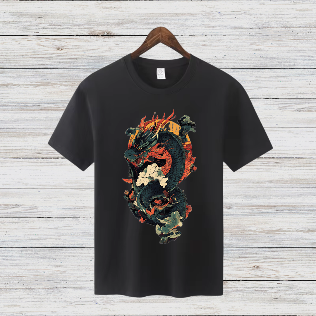 Mystischer Drache | Asiatisches Drachenmotiv | Stilvolles Wintershirt | Fantasy T-Shirt für Fans | Herren Shirt mit Drachen-Design