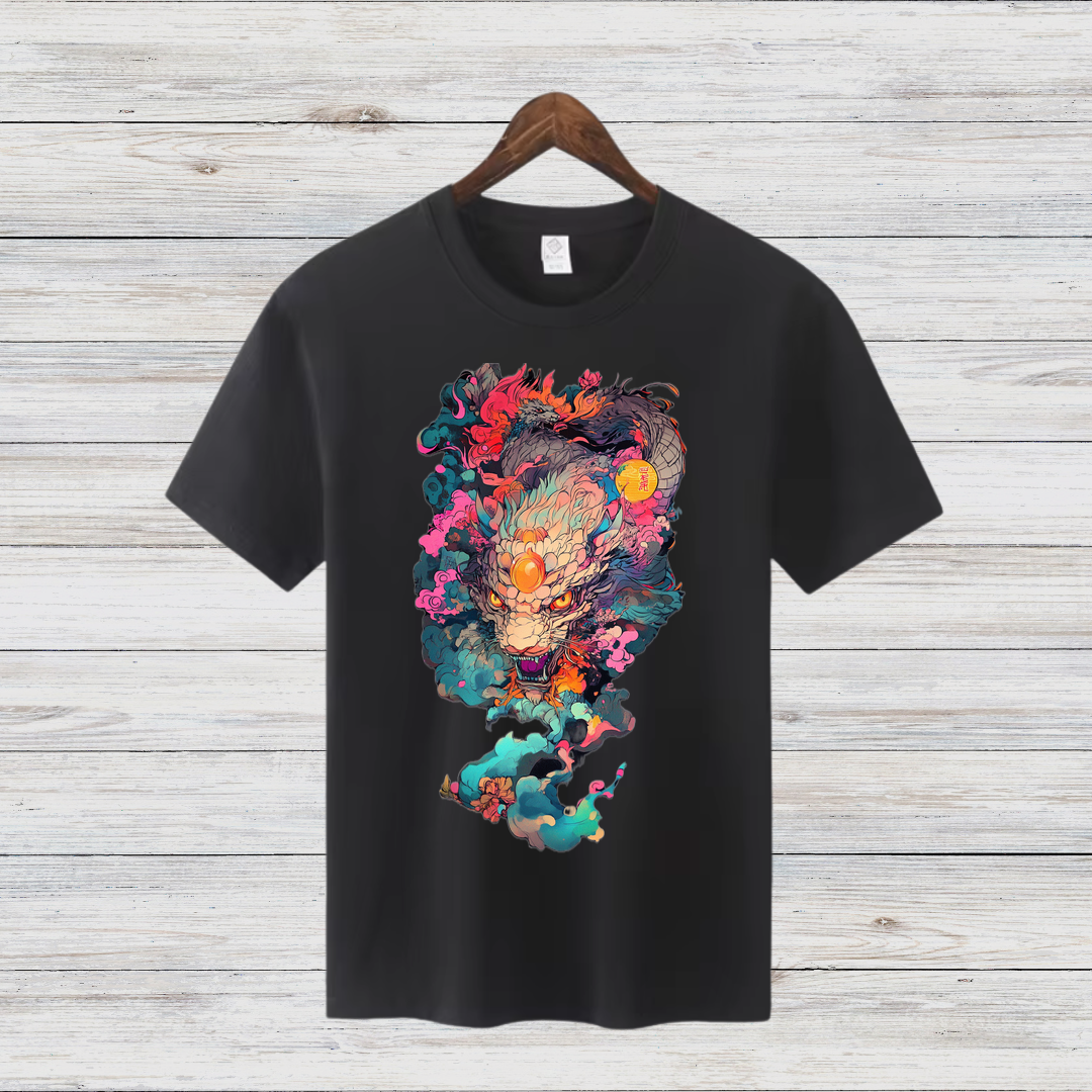 Mystischer Drachengeist | Asiatisches Kunst T-Shirt | Fantasievolles Drachenmotiv | Stilvolles Statement Shirt für den Winter