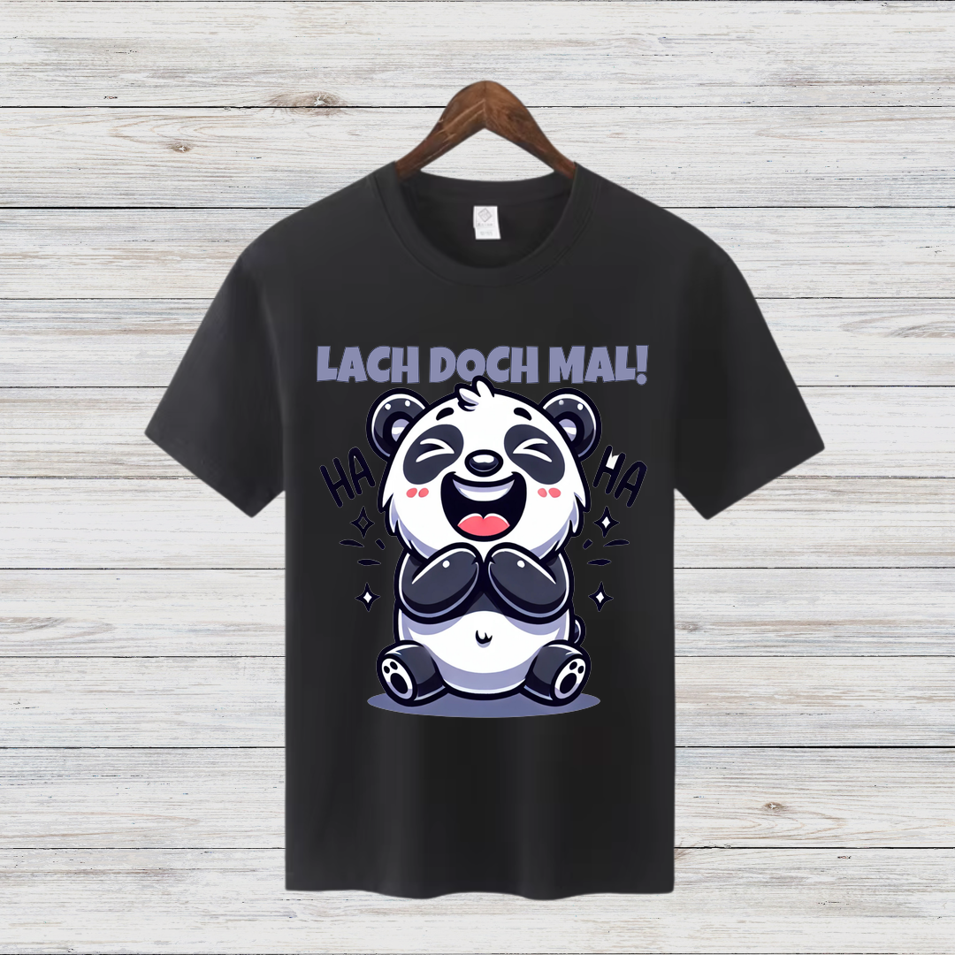 Lach doch mal! | Lustiges Panda T-Shirt | Humorvolles Wintershirt | Statement Shirt für gute Laune