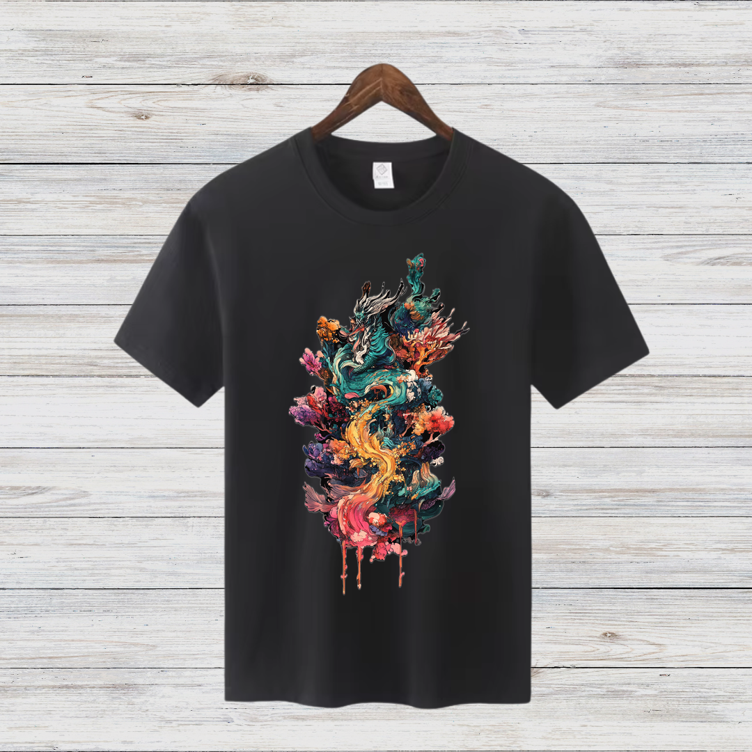 Magisches Drachen-Shirt | Künstlerisches Fantasy T-Shirt | Mystisches Design | Stilvolles Baumwollshirt für Fantasy-Fans