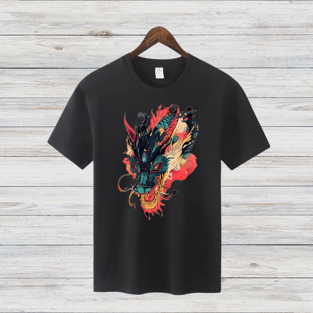 Mystischer Drachengeist | Asiatisches Drachen T-Shirt | Fantasy Kunst Shirt | Stilvolles Statement Shirt für Wintertage