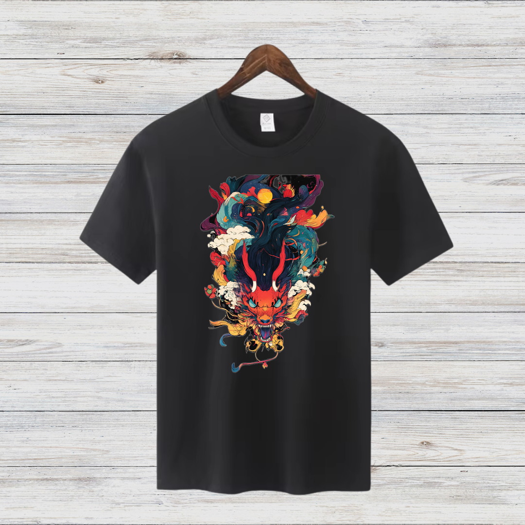 Mystischer Drachengeist | Asiatisches Kunst T-Shirt | Fantasievolles Design | Streetwear Shirt für Wintertage