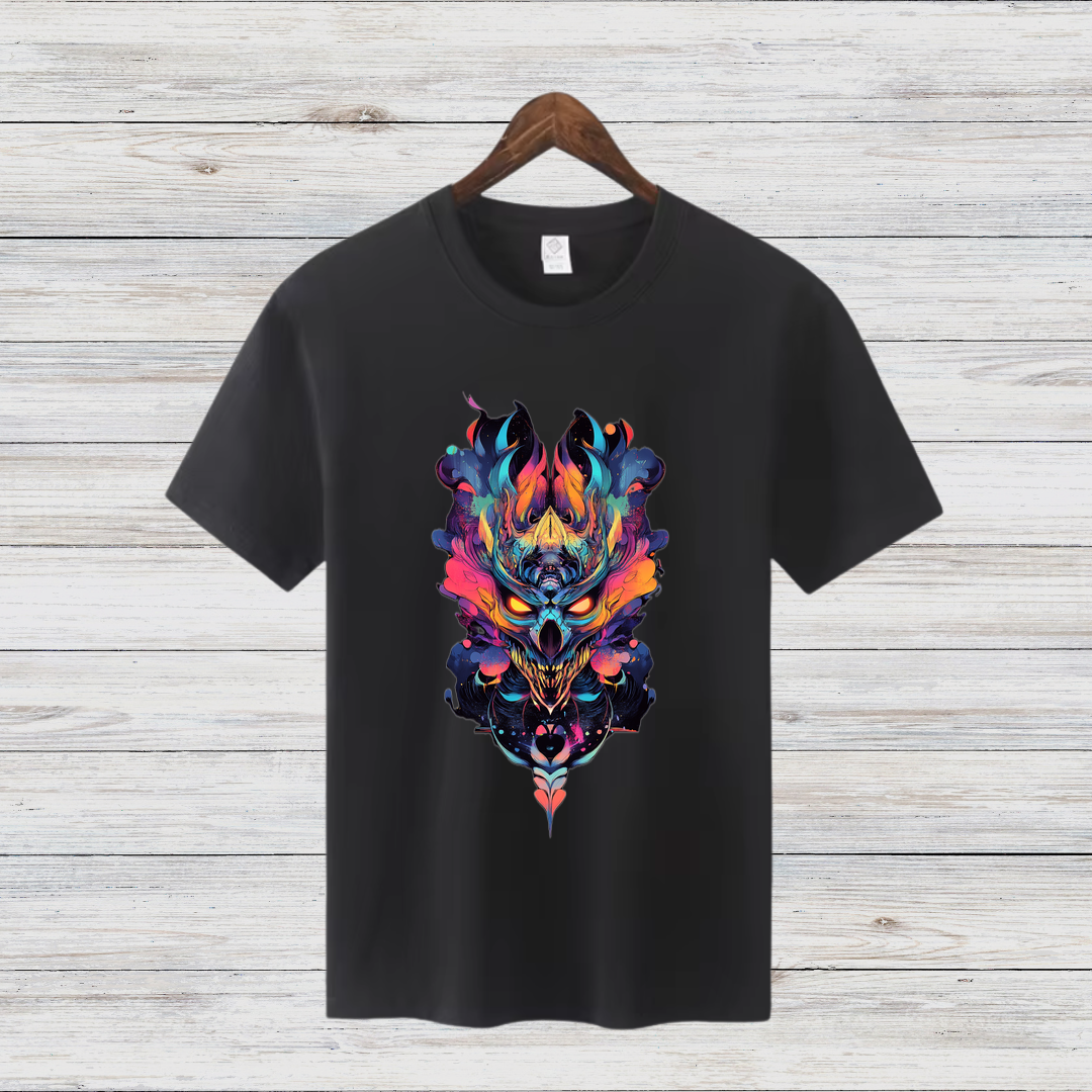 Feuerdämon Shirt | Mystisches Totenkopf Design | Stylisches Fantasy T-Shirt | Streetwear für Rebellen