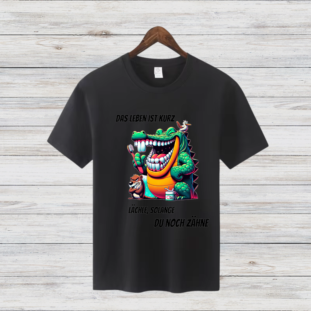 Das Leben ist kurz | Lustiges Krokodil-Shirt | Humorvolles Statement | Perfekt für kalte Tage