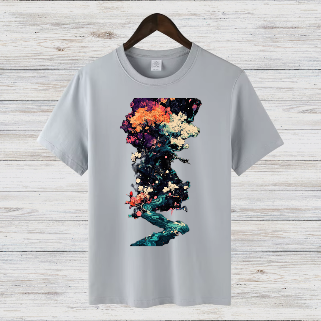 Magischer Winterbaum | Künstlerisches T-Shirt | Natur trifft Fantasie | Stilvolles Baumwollshirt für die kalte Jahreszeit