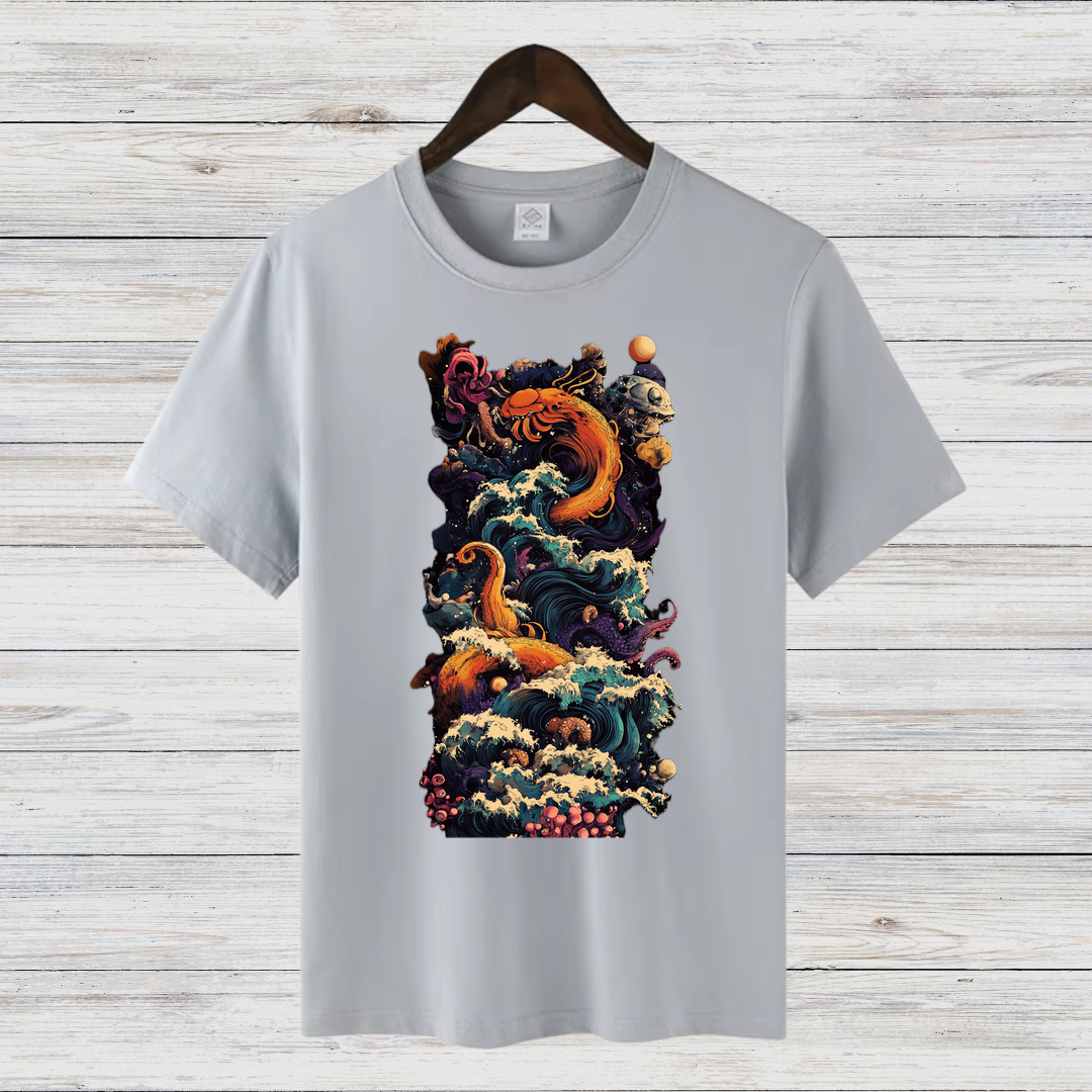 Mystische Meeresflut | Künstlerisches Fantasy-Shirt | Ozean-Design für Abenteurer | Stilvolles Statement-Shirt für den Winter