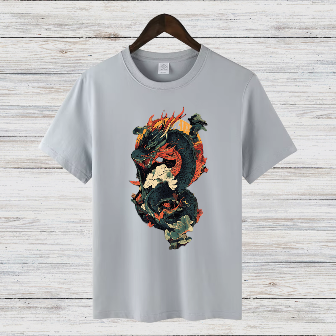 Mystischer Drache | Asiatisches Drachenmotiv | Stilvolles Wintershirt | Fantasy T-Shirt für Fans | Herren Shirt mit Drachen-Design