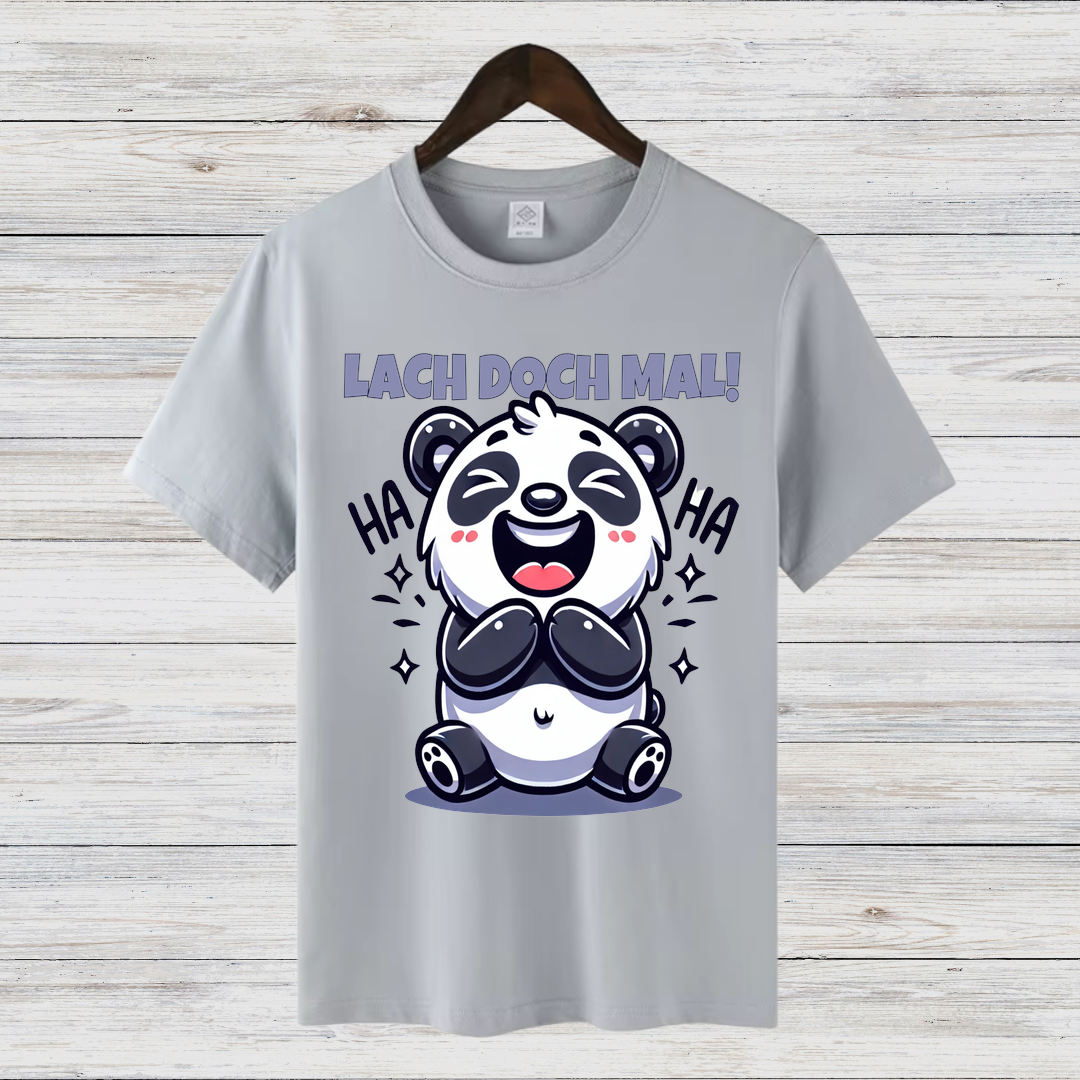 Lach doch mal! | Lustiges Panda T-Shirt | Humorvolles Wintershirt | Statement Shirt für gute Laune