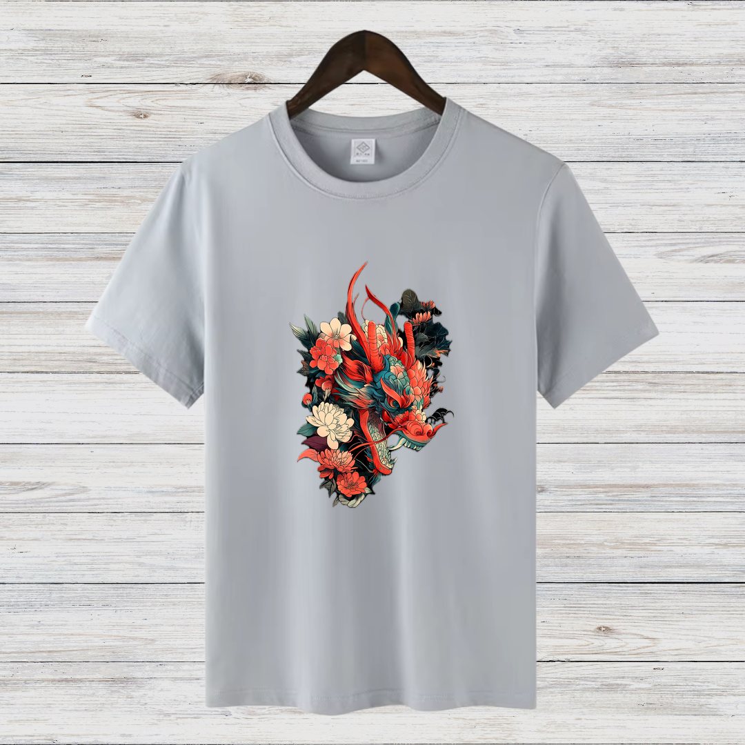 Drachenblüte | Mystisches Drachen T-Shirt | Asiatisches Kunstdesign | Stylisches Shirt für Fantasy-Fans