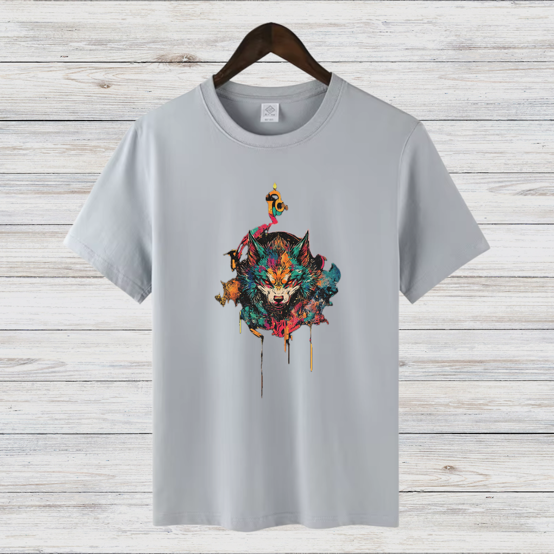 Mystischer Wolf | Künstlerisches T-Shirt | Wildes Design für Tierliebhaber | Cooles Statement Shirt für Männer