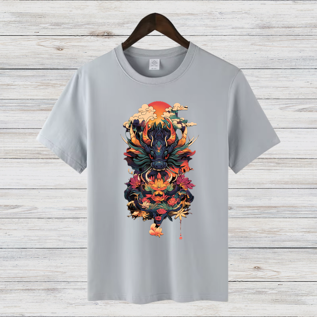 Mystischer Drachengeist | Asiatisches Kunst T-Shirt | Fantasievolles Design | Stilvolles Baumwollshirt für Wintertage