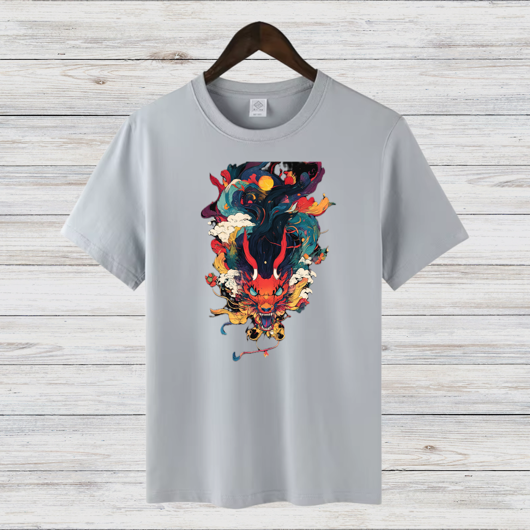 Mystischer Drachengeist | Asiatisches Kunst T-Shirt | Fantasievolles Design | Streetwear Shirt für Wintertage
