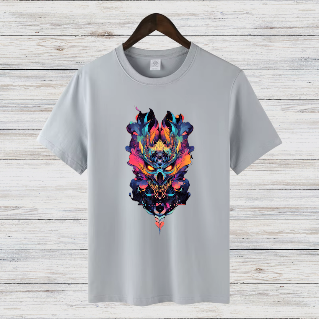 Feuerdämon Shirt | Mystisches Totenkopf Design | Stylisches Fantasy T-Shirt | Streetwear für Rebellen