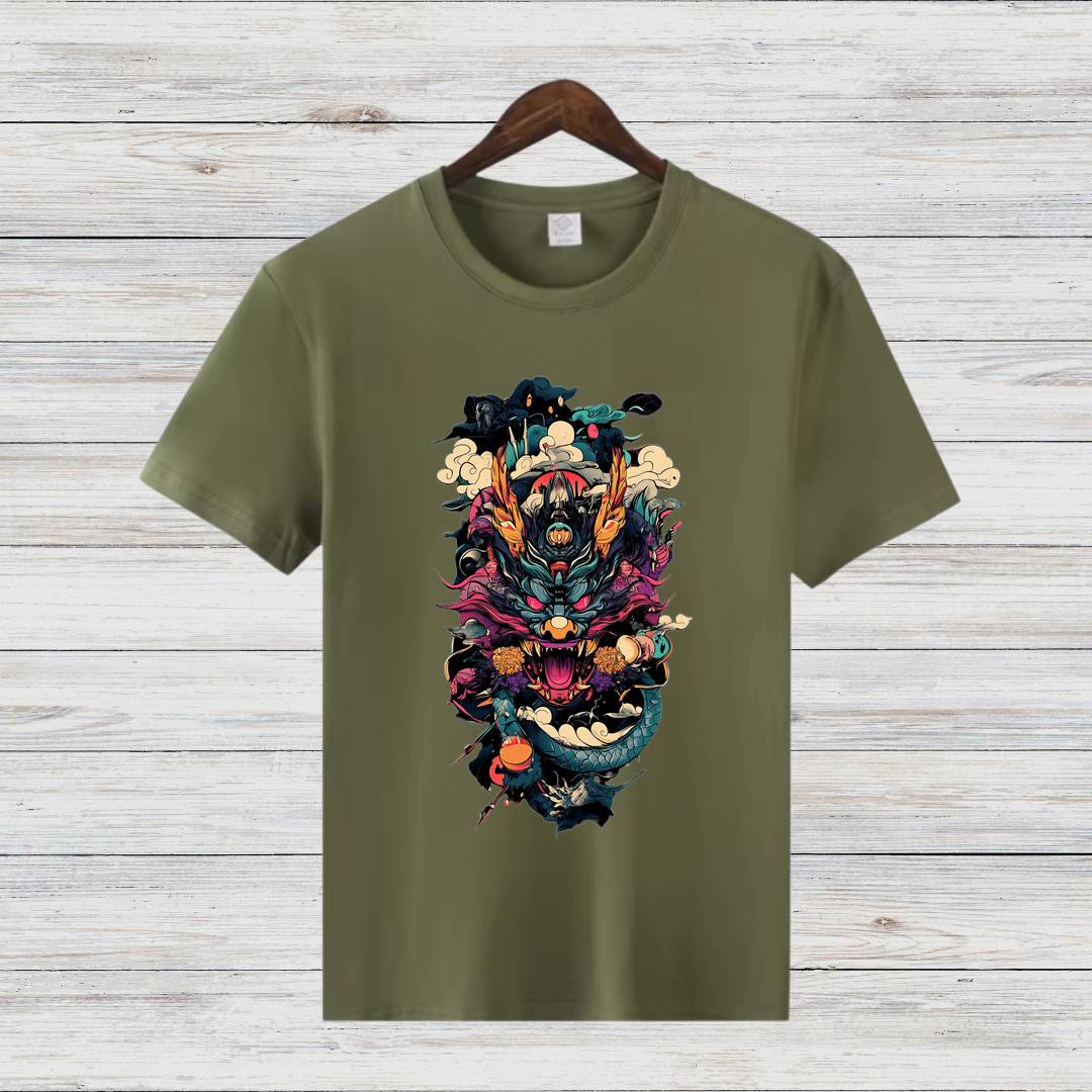 Mystischer Drachengeist | Asiatisches Kunst T-Shirt | Fantasievolles Drachen-Design | Stilvolles Statement Shirt für Wintertage