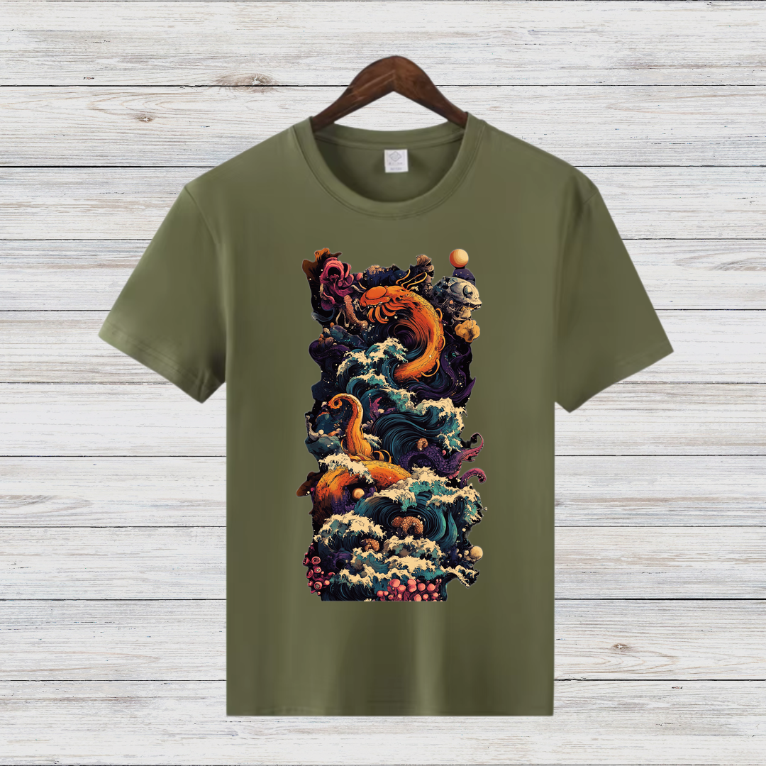 Mystische Meeresflut | Künstlerisches Fantasy-Shirt | Ozean-Design für Abenteurer | Stilvolles Statement-Shirt für den Winter