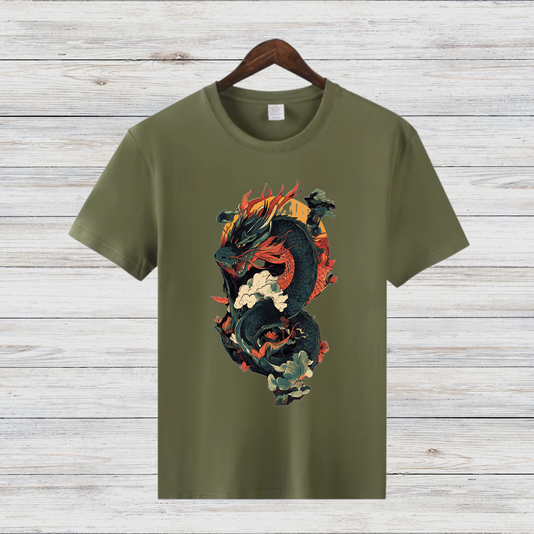 Mystischer Drache | Asiatisches Drachenmotiv | Stilvolles Wintershirt | Fantasy T-Shirt für Fans | Herren Shirt mit Drachen-Design