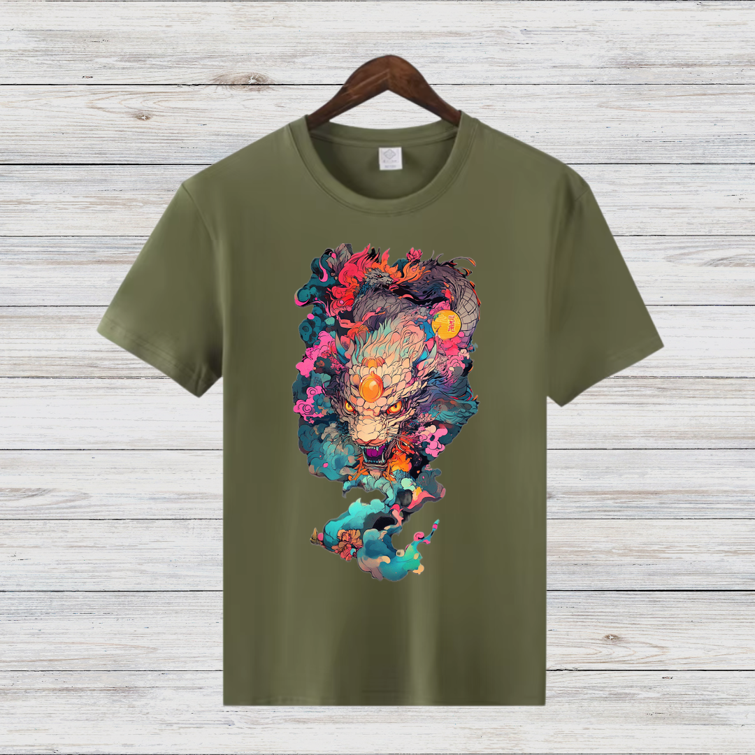 Mystischer Drachengeist | Asiatisches Kunst T-Shirt | Fantasievolles Drachenmotiv | Stilvolles Statement Shirt für den Winter