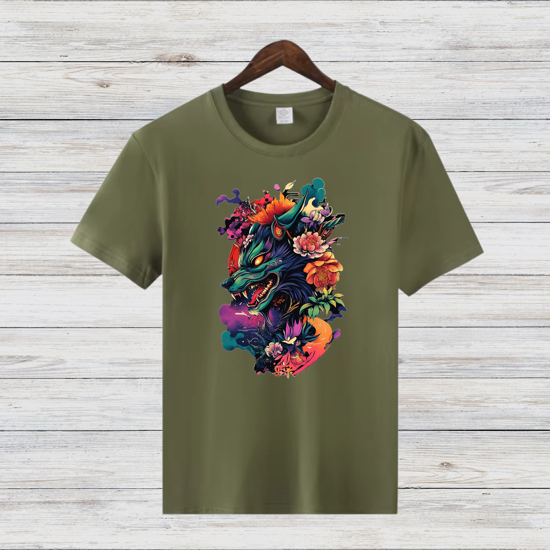 Mystischer Wolf | Kunstvolles Wintershirt | Stilvolles Statement-Shirt | Geschenk für Tierliebhaber