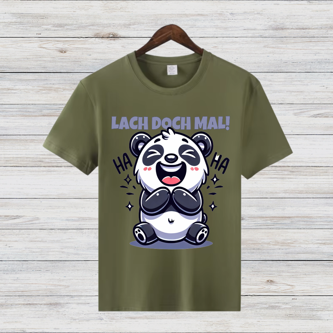 Lach doch mal! | Lustiges Panda T-Shirt | Humorvolles Wintershirt | Statement Shirt für gute Laune