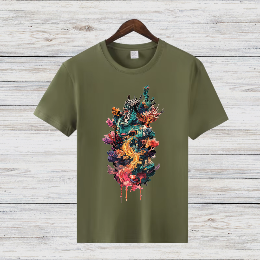 Magisches Drachen-Shirt | Künstlerisches Fantasy T-Shirt | Mystisches Design | Stilvolles Baumwollshirt für Fantasy-Fans