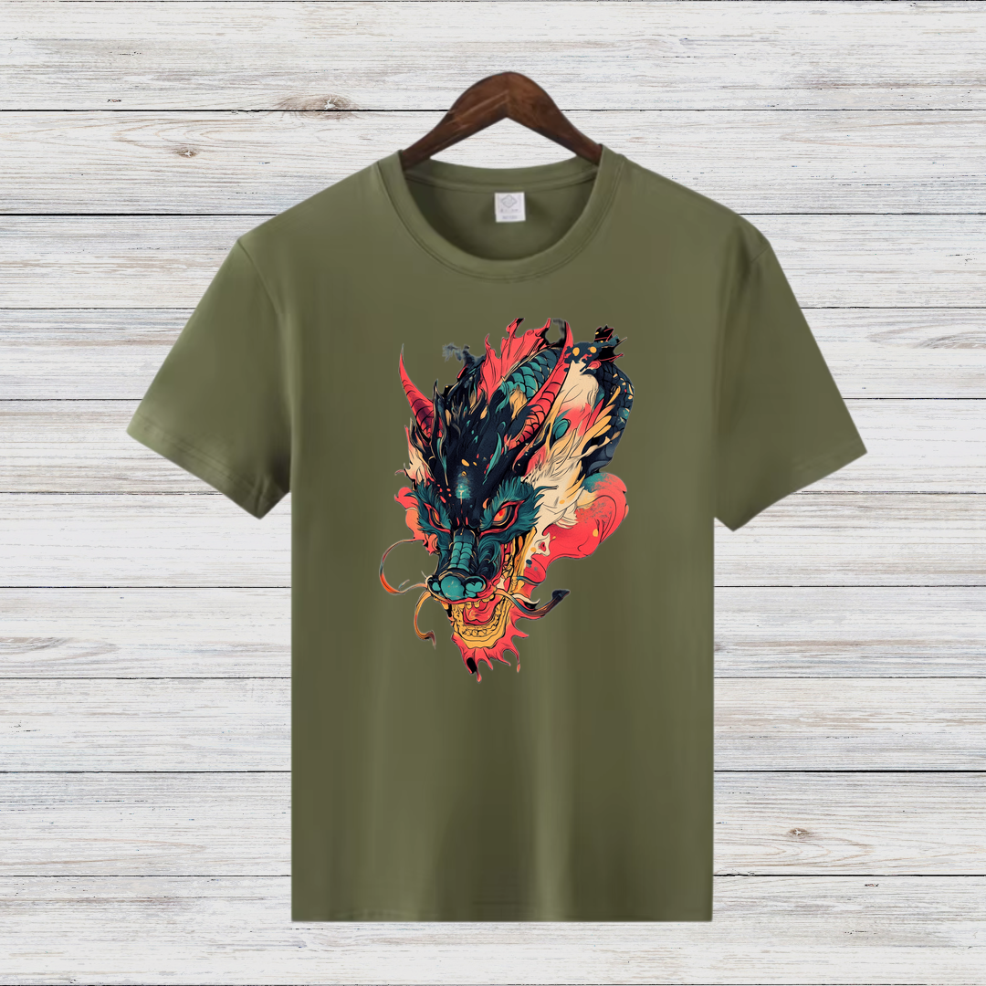 Mystischer Drachengeist | Asiatisches Drachen T-Shirt | Fantasy Kunst Shirt | Stilvolles Statement Shirt für Wintertage