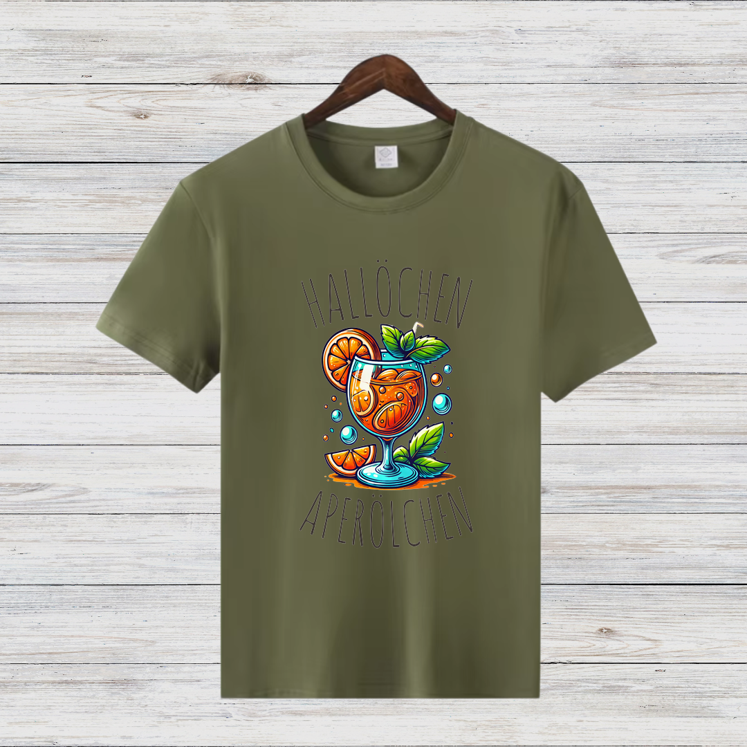 Hallöchen Aperölchen | Lustiges Party-Shirt | Stylisches Freizeitshirt | Geschenk für Aperol-Liebhaber