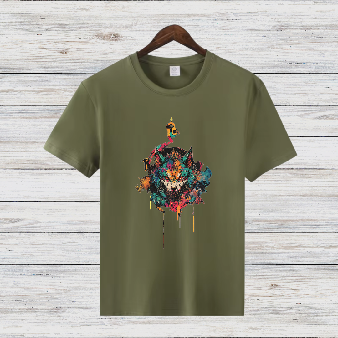 Mystischer Wolf | Künstlerisches T-Shirt | Wildes Design für Tierliebhaber | Cooles Statement Shirt für Männer