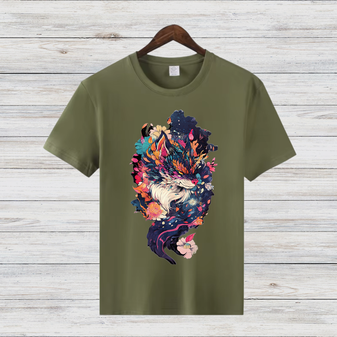 Magischer Winterwolf | Mystisches Kunst T-Shirt | Fantasievolles Design | Trendiges Shirt für die kalte Jahreszeit