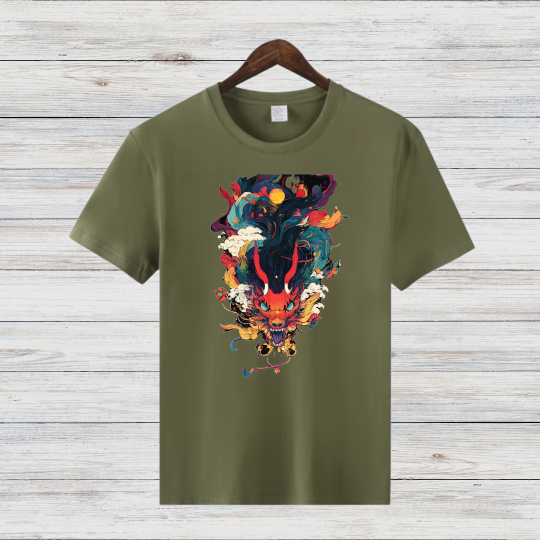 Mystischer Drachengeist | Asiatisches Kunst T-Shirt | Fantasievolles Design | Streetwear Shirt für Wintertage