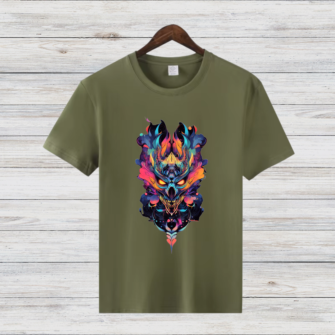 Feuerdämon Shirt | Mystisches Totenkopf Design | Stylisches Fantasy T-Shirt | Streetwear für Rebellen