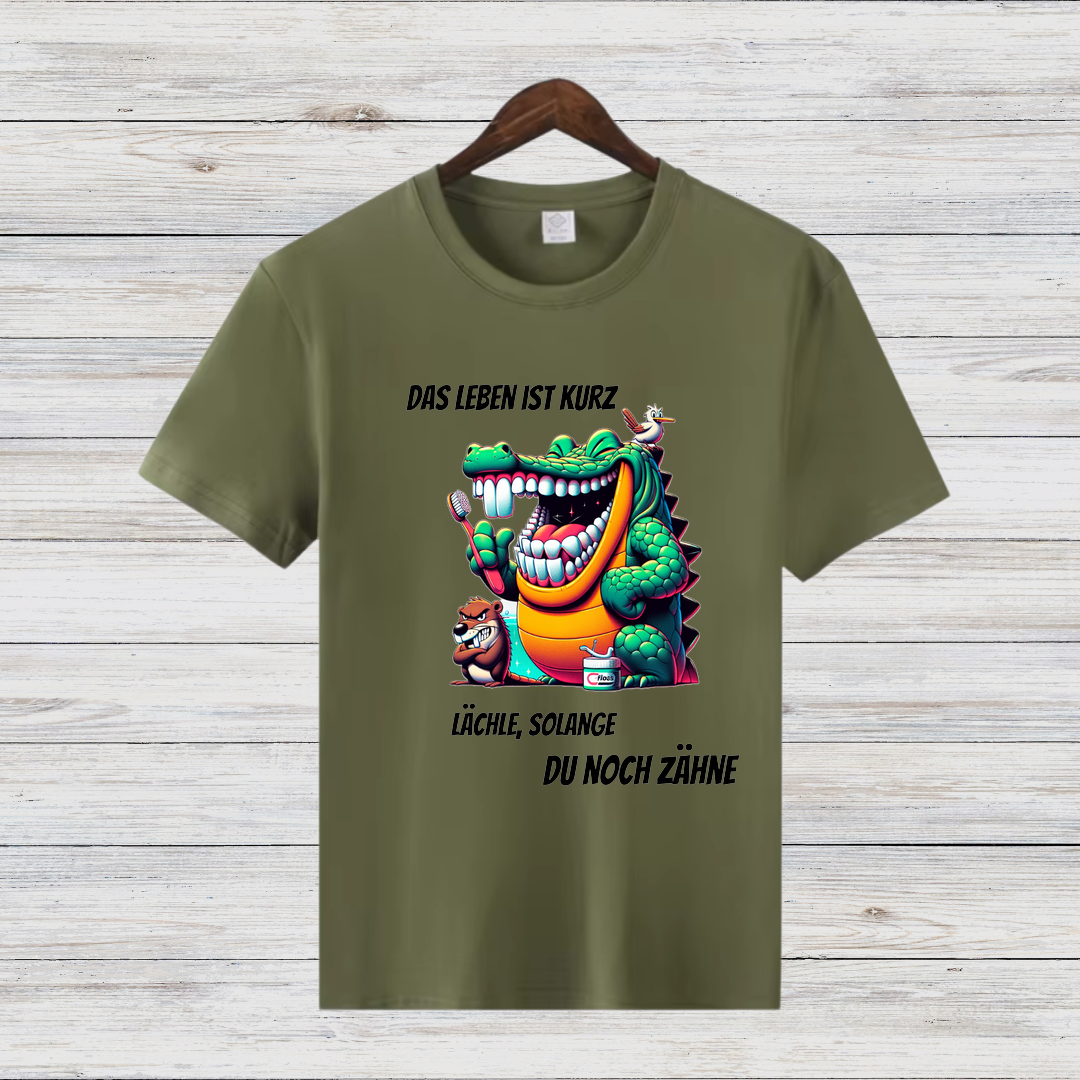 Das Leben ist kurz | Lustiges Krokodil-Shirt | Humorvolles Statement | Perfekt für kalte Tage