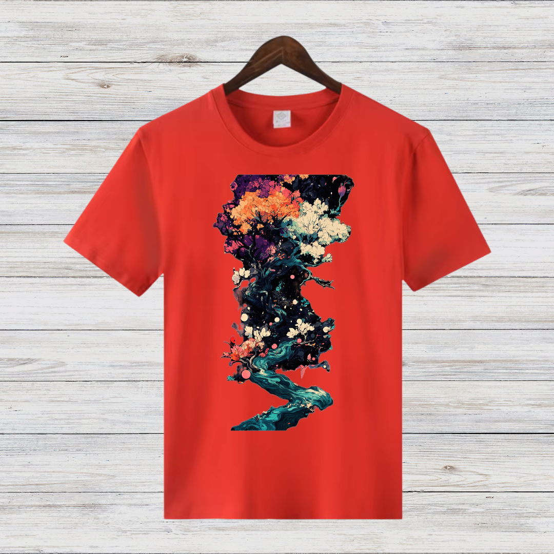 Magischer Winterbaum | Künstlerisches T-Shirt | Natur trifft Fantasie | Stilvolles Baumwollshirt für die kalte Jahreszeit